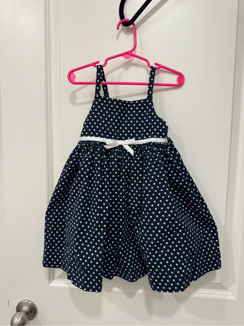 GAP Navy and White Polka Dot Girls' Formal Dress with Waist Bow